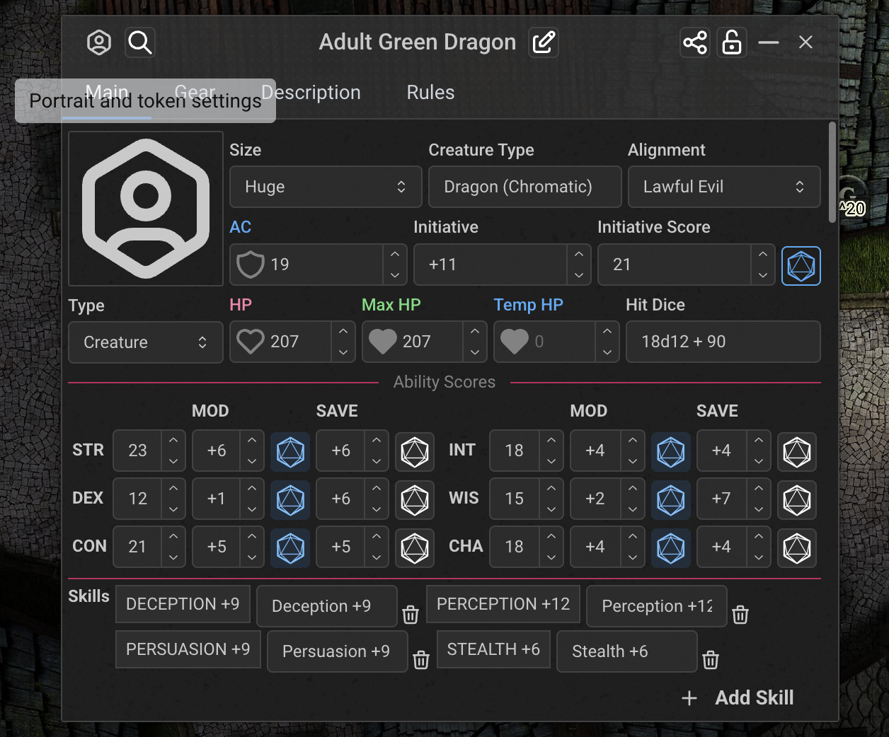 NPC portrait icon in Realm VTT